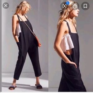 BDG black oversized overalls